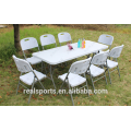 Portable folding table with 6' rectangle HDPE table topper plastic folding tables